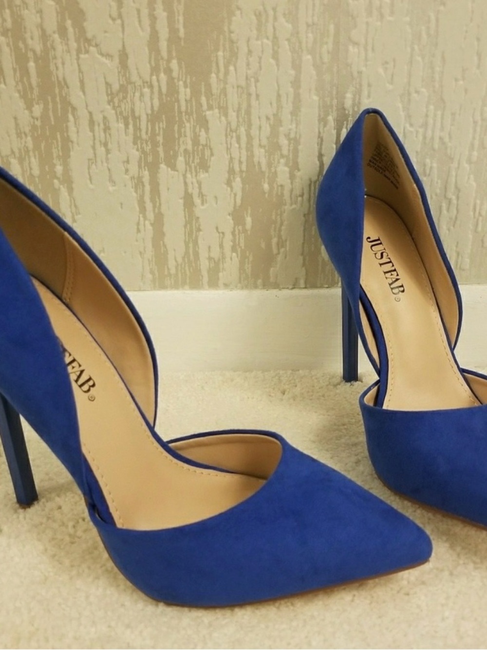 Justeab Monika Faux Suede Blue Heels Stiletto 5.5